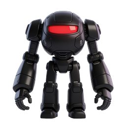 Black Mech Robot with Red Visor Icon - Sci-Fi AI Character