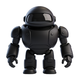 Black Robot Character Icon - 3D Tech Mascot