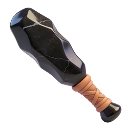 Stylized Black Stone Club Icon for Strength and Power