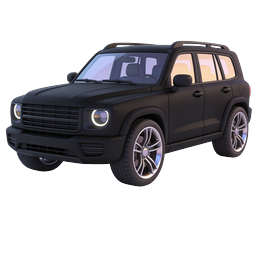 Matte Black SUV Vehicle Icon - 3D Render
