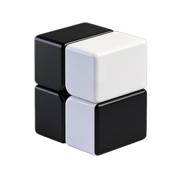 Black White 3D Checker Cube Icon | Realistic Glossy