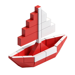 Block Boat Icon | 3D Geometric Ship Illustration