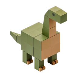 Block Dinosaur Icon - Geometric 3D Brontosaurus