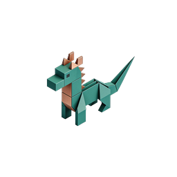 3D-Block-Dinosaurier-Icon - Geometrisches T-Rex Spielzeug-Design