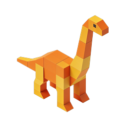 Block Dinosaur 3D Icon - Geometric Low-Poly Design