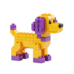 Cute Block Dog Toy Icon - 3D Building Block Puppy