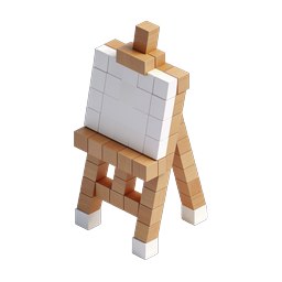 3D Block Artist Easel Icon - Isometric Voxel Design
