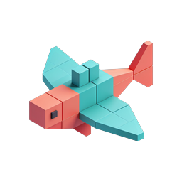 Icona isometrica di pesce a blocchi - Stile 3D Voxel