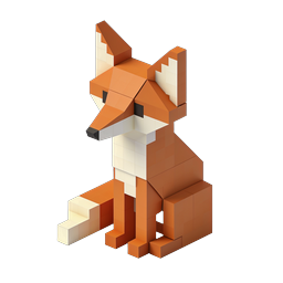 Ícone Isométrico de Raposa em Blocos - Design Animal Geométrico