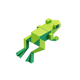 3D Block Frog Isometric Icon - Green Geometric Amphibian
