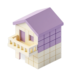 Blockhaus-Spielzeug-Icon - Isometrisches 3D-Miniaturhaus