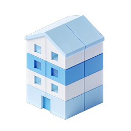 Block House Icon - 3D Isometric Real Estate Design