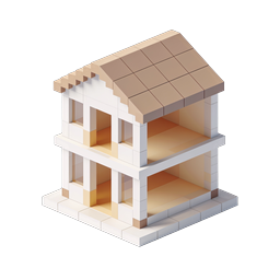 Icona casa a blocchi isometrica - Illustrazione edificio 3D