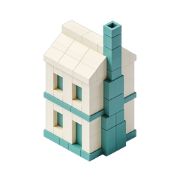 Isometric Block House Icon - 3D Building Bricks