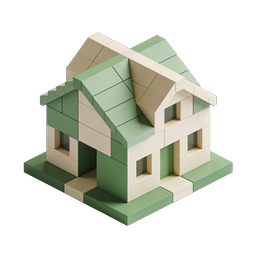 Icona casa a blocchi isometrica - Illustrazione edificio 3D