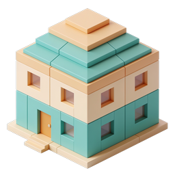 Isometric Block House Icon | Voxel Building Design