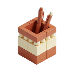 Block Pen Holder 3D Isometric Desk Icon