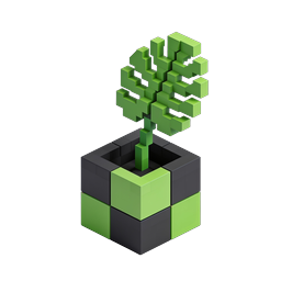 3D Isometric Block Plant in Pot - Voxel Garden Icon