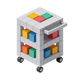 Colorful Block Storage Cart 3D Isometric Icon