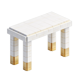 3D Block Table Icon - Isometric Voxel Furniture Design