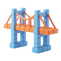 Toy Block Bridge 3D Icon - Playful Suspension Design