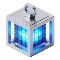 ブロックチェーンキューブ 3D アイソメトリック・テクノロジーアイコン