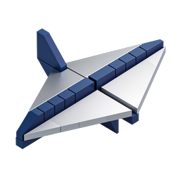 3D Blocky Airplane Icon - Modern Geometric Aviation Design