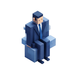 Blocky Businessman Isometric 3D Icon - Voxel Style Character