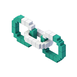 アイソメトリック・ブロックチェーンリンクアイコン - 3D Voxel 接続
