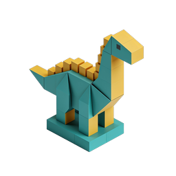 Biểu tượng khủng long Isometric dạng khối - Phong cách 3D Voxel