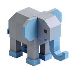 3D Block-Elefanten-Icon - Isometrisches geometrisches Design
