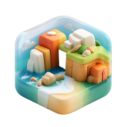 Blocky Landscape Island 3D App Icon Design