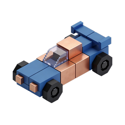 Blocky Voxel Race Car Icon - Isometric Gaming Illustration