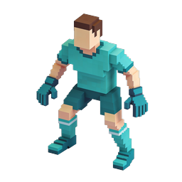 Blocky Soccer Player Voxel 3D Character Icon