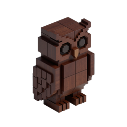 Blocky Wooden Owl 3D Isometric Icon | Voxel Art