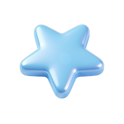 Blue 3D Glossy Star Icon for Rating & Favorites