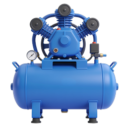 Blue Industrial Air Compressor Icon | 3D Realistic