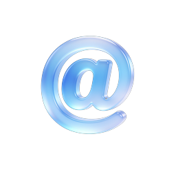 Blue 3D Glass @ Symbol Icon for Digital Communication