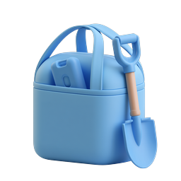 Blue Beach Bucket with Shovel Clay Icon