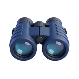 Blue Binoculars Icon - 3D Realistic Optics Illustration