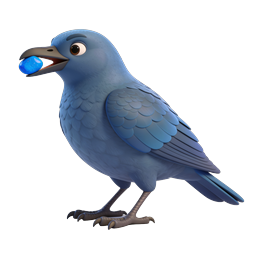 Charming Blue Bird with Gem Icon | 3D Cartoon Style