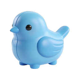 Cute 3D Blue Bird Icon - Adorable Cartoon Bird Design