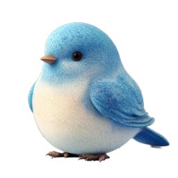 Cute Blue Songbird 3D Icon - Charming Nature Illustration