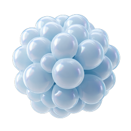 Blue Bubble Cluster 3D Icon - Glossy Translucent Spheres