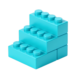 Blue Building Blocks Stacked 3D Icon | Staircase Design