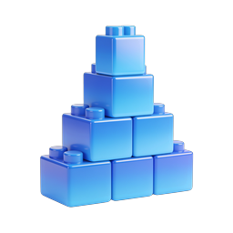 Blue Building Blocks Stack Icon - 3D Pyramid Design