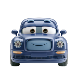 Blue Cartoon Car Character - Animated Vehicle Icon
