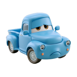 Blue Cartoon Pickup Truck Character Icon