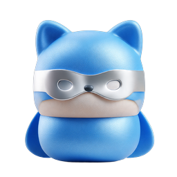 Blue Cat with Futuristic Silver Visor 3D Icon