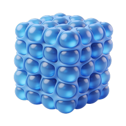 Blue Cellular Structure 3D Icon | Molecular Biology Design